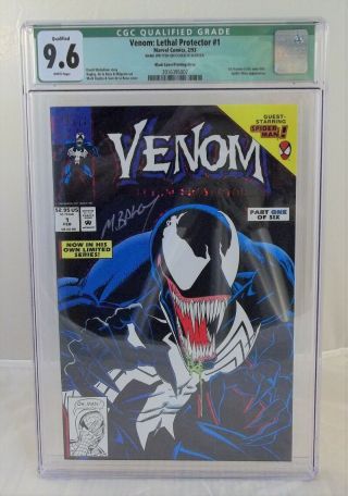 Venom: Lethal Protector - 1 Black Cover/error - Cgc Graded 9.  6 - Bagley Signed