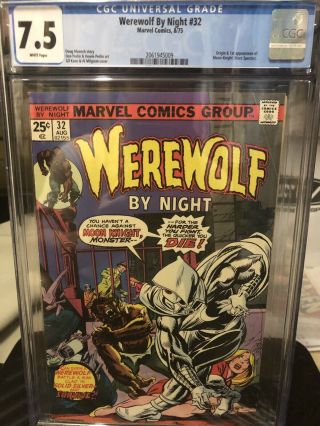 Werewolf By Night 32 Cgc 7.  5 White Pages First Moon Knight Such A 7.  5