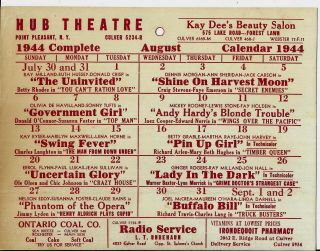 Hub Theatre Sea Breeze Point Pleasant Ny 1938 1944 1947 Coming Attraction Cards