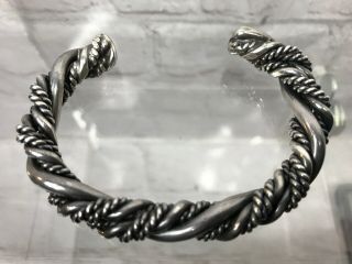Huge Vintage Navajo Sterling Silver Braided Twisted Rope Cuff Bracelet Heavy 79g