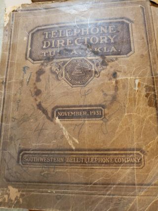 Vintage 1931 Telephone Directory Tulsa Oklahoma Southwestern Bell