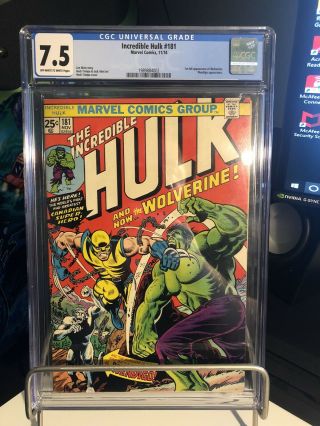 Incredible Hulk 181 Cgc 7.  5 First Appearance Wolverine