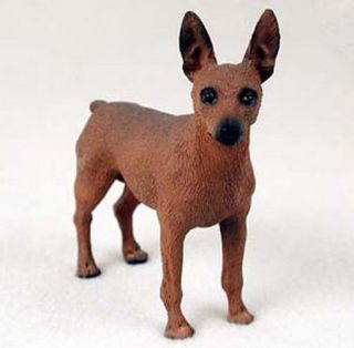 Min Pin Miniature Pinscher Dog Figurine Statue Hand Painted Resin Gift Red