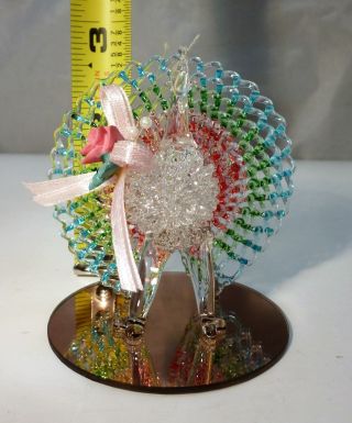 GLASS ART HAND CRAFTED GLASS COLORFUL PEACOCK FIGURINE 2