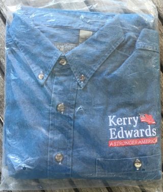 Kerry / Edwards " A Stronger America " Campaign Denim Shirt Plus Baseball Cap