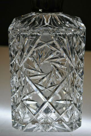 RARE VINTAGE R&D CUT GLASS CRYSTAL PINWHEEL DECANTER STERLING.  925 SILVER COLLAR 3