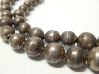Taxco Vintage Antique Mexican " Pearls " Graduated Sterling Silver Beads Necklace
