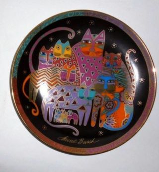 1994 Laurel Burch Franklin Cat Plate - Fabulous Felines 8 " 24 Karat Gold