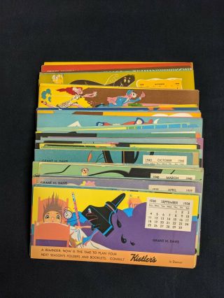 66 Vintage Ink Blotters With Monthly Calendars 1938 - 1951 Denver & Wichita