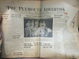 3/1 1951 Plymouth Ohio Newspaper Advertiser Shiloh Haven Basketball Champs