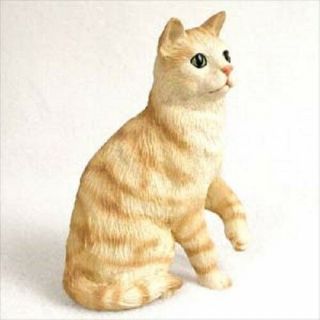 Red Tabby Cat Figurine Kitten Hand Painted Collectible Orange Kitty Resin Statue
