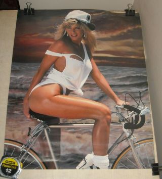 Rolled Sexy Blonde Bicycle Busty Babe Pinup Poster 16 X 20