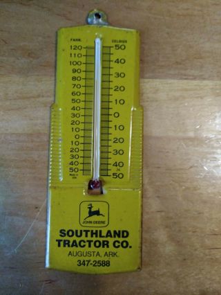 Vintage John Deere Implement Tin Thermometer Sign Tractor Advertising Unique