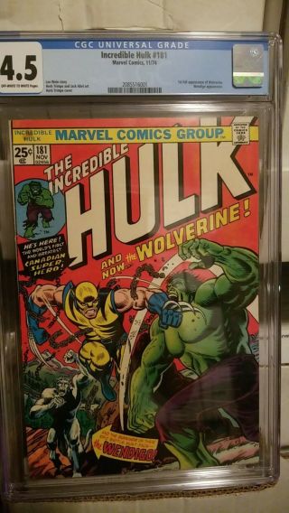 Incredible Hulk 181 Cgc 4.  5 First Appearance Of Wolverine 11/74