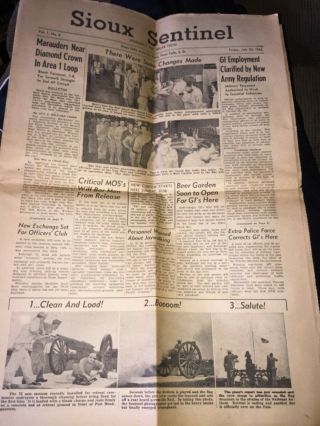Vintage Ww2 July 20,  1945 Sioux Sentinel,  Sioux Falls Army Air Field Newspaper