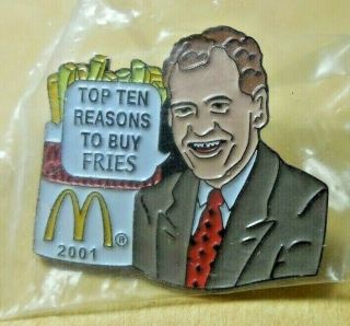 Mcdonalds European David Letterman Top Ten Reasons Fries Enamel Pin 2001 Rare