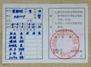 China Militia Train Certificate Card Chinese People ' s Liberation Army 2