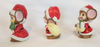Vintage HOMCO Set of 3 Christmas Santa Mice 5405 Ceramic Figurines 2