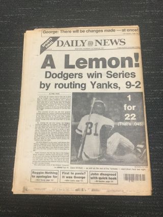1981 World Series - Dodgers vs Yankees - Baseball - York Daily News Newspaper 2