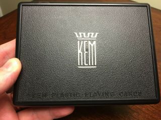 Empty Vintage Kem Plastic Bridge Playing Card Box - Box Only - Black