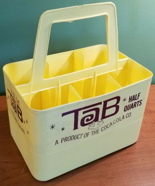 Vintage Tab Coca - Cola Yellow Plastic 6 - Pack Carrier Holder 16 Oz.  Soda