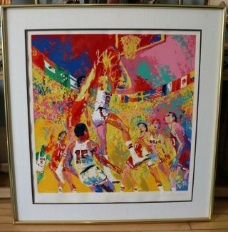 Leroy Neiman Signed And Numbered Basketball Lovers Serigraph With.