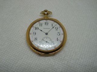 14 K Gold Waltham Pocket Watch.  Sz 12s 7 Jewel.  Circa 1910 Ser 18047565