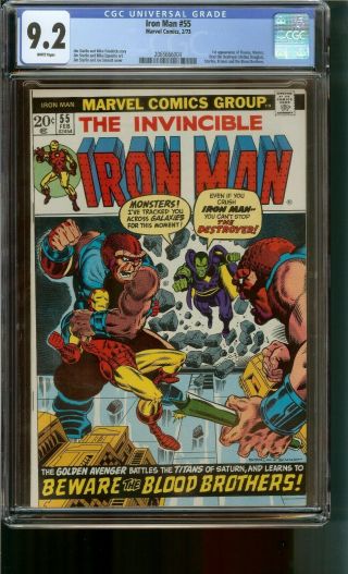 Iron Man 55 Cgc 9.  2 (white Pages) 1st App.  Of Thanos & Drax,  Jim Starlin 1973