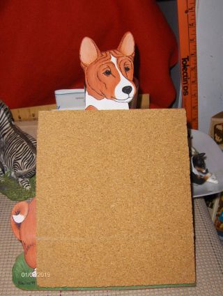 Red & White Basenji Wood Cutout 12 " X 8 " With Cork Board Signed Ria - Lee 1989