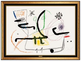 Joan Miro Color Lithograph Hand Signed Abstract Acrosticas Jardin Art