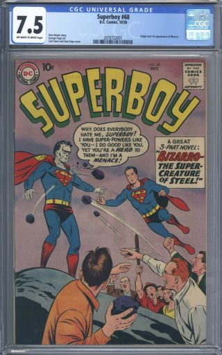 Superboy 68 Vol 1 Cgc 7.  5 1st App & Origin Of Bizarro 1958