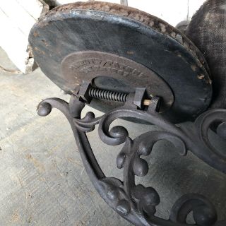 2 Vintage Industrial Swing Out Stool Seats 1867 Antique Victorian Cast Iron 3