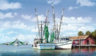 Shrimp Trawlers - Jim Booth Charleston,  Sc Artist S&n Limited Edition W/
