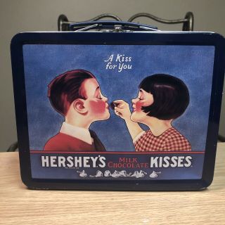 Vintage Hershey’s Kisses Tin Metal " A Kiss For You " Mini Lunch Box Vtg