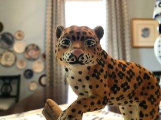 Vintage Andrea By Sadek Snow Leopard Figurine Porcelain Bisque 8 "