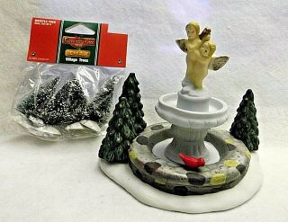Lemax Christmas Village House Accessories - Dickens Cherub Water Fountain Trees