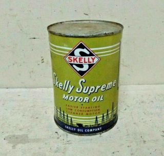 Vintage Skelly Supreme 1 Qt Metal Oil Can Empty