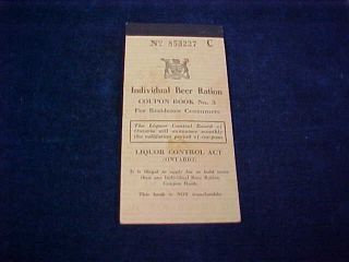 Named Orig Ww2 Individual Beer Ration Coupon Book No 3 " 853227 "