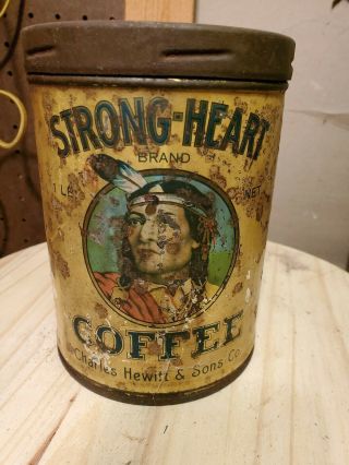 Strong Heart Indian Tin Coffee Can Des Moines Iowa