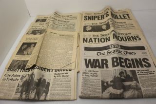 Vintage Newspaper The Spokesman Review Seattle Times Jfk Assassination Gulf War