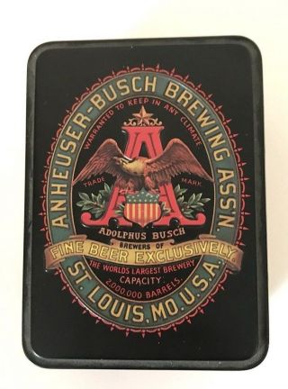Double Deck Of Anheuser - Busch Budweiser Playing Cards - With Collectors Tin