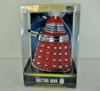 Bbc Doctor Who Red Silver Dalek Robot Glass Christmas Ornament Kurt Adler