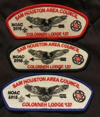 Shac Sam Houston Area Council Colonneh Lodge Oa 137 Csp Set Noac 2015 Patch Bsa