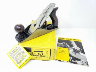 Vintage Stanley No 4 Smooth Hand Plane Type 19 Boxed W/ Papers Very Fine