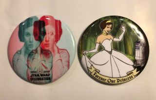 Star Wars Celebration Chicago 2019 Disney Princess Leia Swag Button/pin Set