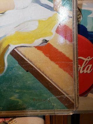 Vintage WWII 1939 Coca Cola Cardboard Sign Antique Soda Fountain Diner 2