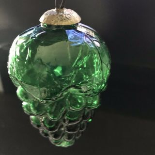 Kugel Style Green Glass Christmas Figural Ornament Thanksgiving A4