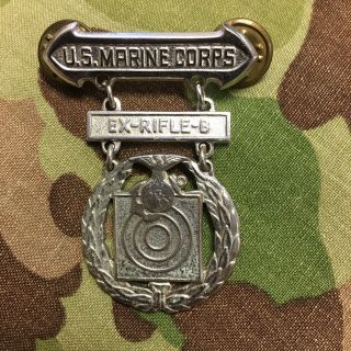 Us Marine Corps - Basic Qualification Badge / Medal Usmc Wwii Korea Ex Rifle B