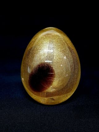 Vtg Murano Venetian Archimede Seguso Egg Shape Gold Flakes Art Glass Paperweight