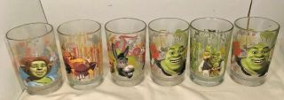 Set Of 6 Shreck Promo Drinking Glass - 2007